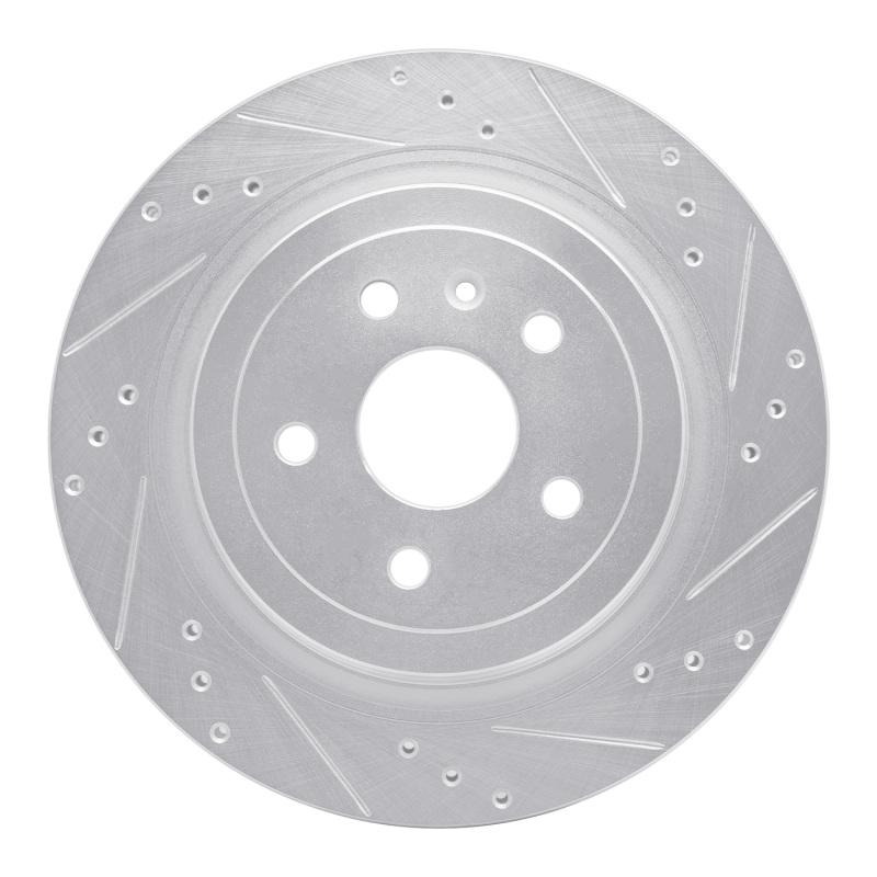 Cadillac CTS Brake Rotor (1) - Rear Right - R1 Concepts - Drilled & Slotted - Silver - `08-`14